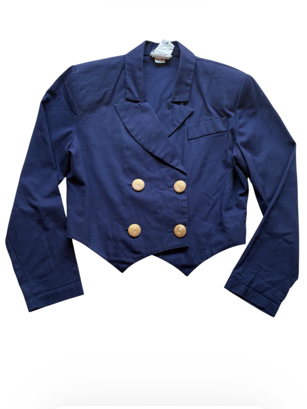 Smart Set Vintage 1980s Women's Navy Cotton Cropped Blazer Size S/M
